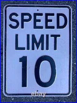 Speed Limit 10 road traffic highway sign 1950s NOS unused embossed steel