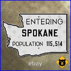 Spokane Washington city limit 1930 road sign highway marker state cutout 36x24
