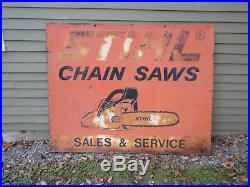 Stihl Chainsaw Sign Vintage Embossed Large Metal Rustic & Weathered 5'x4