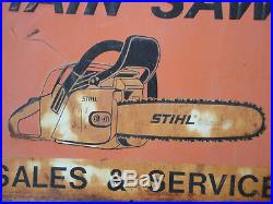 Stihl Chainsaw Sign Vintage Embossed Large Metal Rustic & Weathered 5'x4