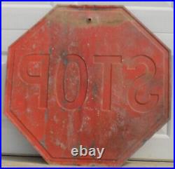 Stop Sign, Vintage Metal Octagonal Street State Route Road Highway Man Cave h