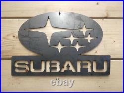Subaru Racing Car Large Metal Sign Motorsports Handmade Man Cave Garage Wall Art