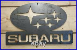 Subaru Racing Car Large Metal Sign Motorsports Handmade Man Cave Garage Wall Art