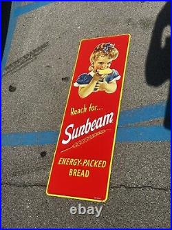 Sunbeam Vintage Bread Metal Sign rare Unsure Of Date classic roughly 42 X 13