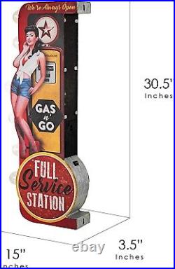 TEXACO Vintage Style Rustic Metal LED Marquee Sign, Garage, GAS Man Cave 30.5