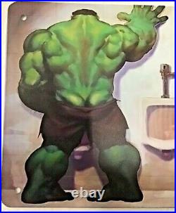 TIN SIGN 8x12 Funny SpiderMan Hulk superhero urinal peeing bathroom mancave A38
