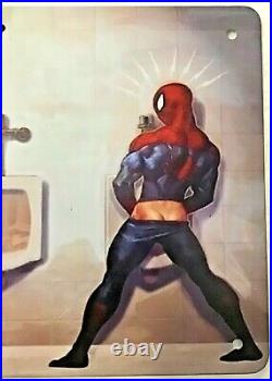 TIN SIGN 8x12 Funny SpiderMan Hulk superhero urinal peeing bathroom mancave A38