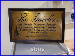 TRAVELERS INSURANCE COMPANY Indemnity Fire Vintage metal tin sign Wood Frame TRAVELERS INSURANCE COMPANY Indemnity Fire Vintage metal tin sign Wood Frame