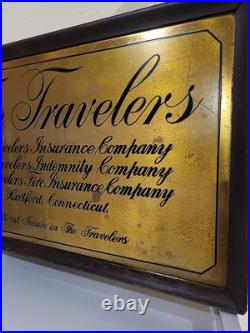 TRAVELERS INSURANCE COMPANY Indemnity Fire Vintage metal tin sign Wood Frame TRAVELERS INSURANCE COMPANY Indemnity Fire Vintage metal tin sign Wood Frame