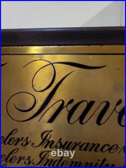 TRAVELERS INSURANCE COMPANY Indemnity Fire Vintage metal tin sign Wood Frame TRAVELERS INSURANCE COMPANY Indemnity Fire Vintage metal tin sign Wood Frame