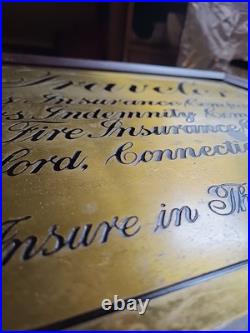 TRAVELERS INSURANCE COMPANY Indemnity Fire Vintage metal tin sign Wood Frame TRAVELERS INSURANCE COMPANY Indemnity Fire Vintage metal tin sign Wood Frame