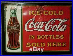 TWO vintage original 1931 Coca Cola metal sign 27x19 Gas both versions gas oil