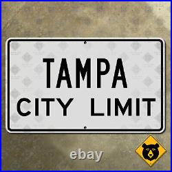 Tampa Florida city limit road highway sign 1950 black and white 22x13