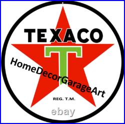 Texaco Motor Oil Round Metal Sign, Aged or New Design, Vintage Style Garage Art Texaco Motor Oil Round Metal Sign, Aged or New Design, Vintage Style Garage Art