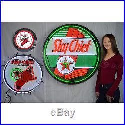 Texaco Sky Chief Vintage 36 Inch Neon Light Sign In Metal Can 36 by 36 by 6