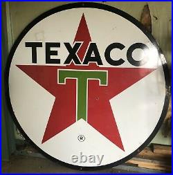 Texaco Vintage 1965 Double Sided Metal Porcelain Sign (6 ft. Diameter)