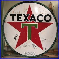 Texaco Vintage 1965 Double Sided Metal Porcelain Sign (6 ft. Diameter)