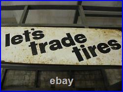 Texaco Vintage Tire Sign Metal Painted Double Sided withMount Flange 48 X 11 1/4