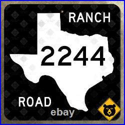 Texas Ranch to Market Road 2244 highway route sign Austin Bee Cave 1965 16x16