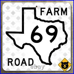 Texas farm to market route 69 state highway marker road sign map 1952 12x12