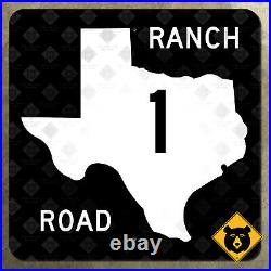 Texas ranch road 1 state highway marker route sign map LBJ Stonewall 1965 12x12