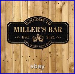 The Bar Sign, Personalized Metal Sign, Home Bar Sign, Cabin Family Name Sign Decor