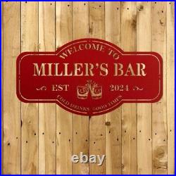 The Bar Sign, Personalized Metal Sign, Home Bar Sign, Cabin Family Name Sign Decor