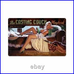 The Casting Couch Hollywood Pin Up Metal Sign by Greg Hildebrandt