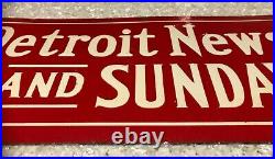 The Detroit News Metal Tin Newspaper Embossed Enamel Sign Free Press Michigan