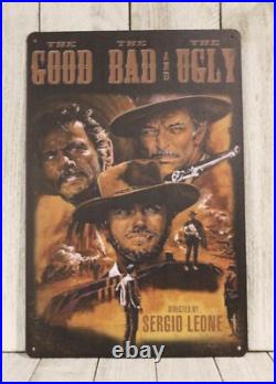 The Good Bad and Ugly Tin Sign Metal Movie Poster Vintage Style Clint Eastwood