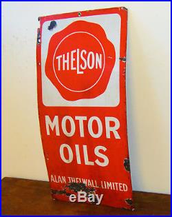Thelson Motor Oils enamel sign advertising decor mancave garage metal vintage an