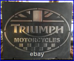 Triumph Vintage Metal Sign 20x24 Handmade 3D Aluminum Relief Garage Decor