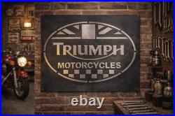 Triumph Vintage Metal Sign 20x24 Handmade 3D Aluminum Relief Garage Decor
