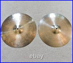 Turkish K. Zildjian & Co Istanbul Pair 14 Hi-Hat Cymbals 1960's Vintage Signed