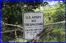US Army Sign Military Vintage Metal Sign World War 2 Authentic Gas Oil