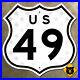 US_route_49_highway_marker_road_sign_California_style_diecut_shield_16x16_1957_01_xh