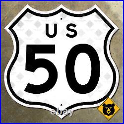 US route 50 highway marker sign Sacramento California diecut shield 12x12 1957