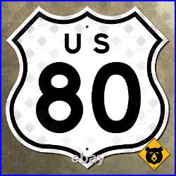 US route 80 highway marker sign California-style diecut shield 16x16 1957