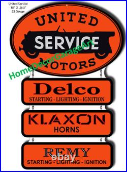 United Motors Cutout Metal Sign Aged or New Design, Vintage Style Garage Art