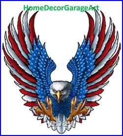 United States American Eagle Cutout Metal Sign, Vintage Style Garage Art