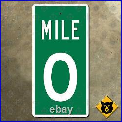 United States mile marker 0 route number highway road sign 24x12