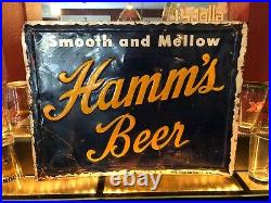 VERY LARGE AND SCARCE 1950s BREWERIANA Vintage Hamms Smooth & Mellow Metal Sign