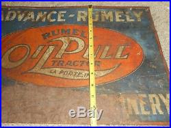 VERY RARE Vintage RUMELY OILPULL FARM TRACTOR MACHINERY Metal Advertising SIGN