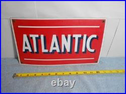 VINTAGE 13x7 in ATLANTIC GAS & OIL ADVERTISING SIGN HEAVY METAL PORCELAIN -918 G