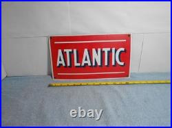 VINTAGE 13x7 in ATLANTIC GAS & OIL ADVERTISING SIGN HEAVY METAL PORCELAIN -918 G