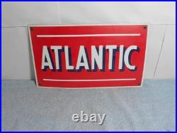VINTAGE 13x7 in ATLANTIC GAS & OIL ADVERTISING SIGN HEAVY METAL PORCELAIN -918 G
