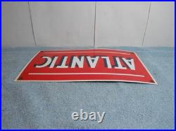 VINTAGE 13x7 in ATLANTIC GAS & OIL ADVERTISING SIGN HEAVY METAL PORCELAIN -918 G