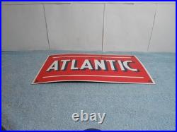 VINTAGE 13x7 in ATLANTIC GAS & OIL ADVERTISING SIGN HEAVY METAL PORCELAIN -918 G