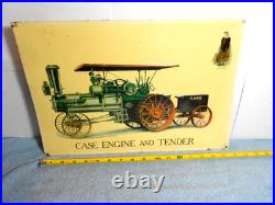 VINTAGE 17x11 in CASE ENGINE THRESHING MACHINE ADV SIGN EMBOSSED TIN METAL -X163