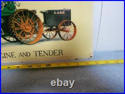 VINTAGE 17x11 in CASE ENGINE THRESHING MACHINE ADV SIGN EMBOSSED TIN METAL -X163